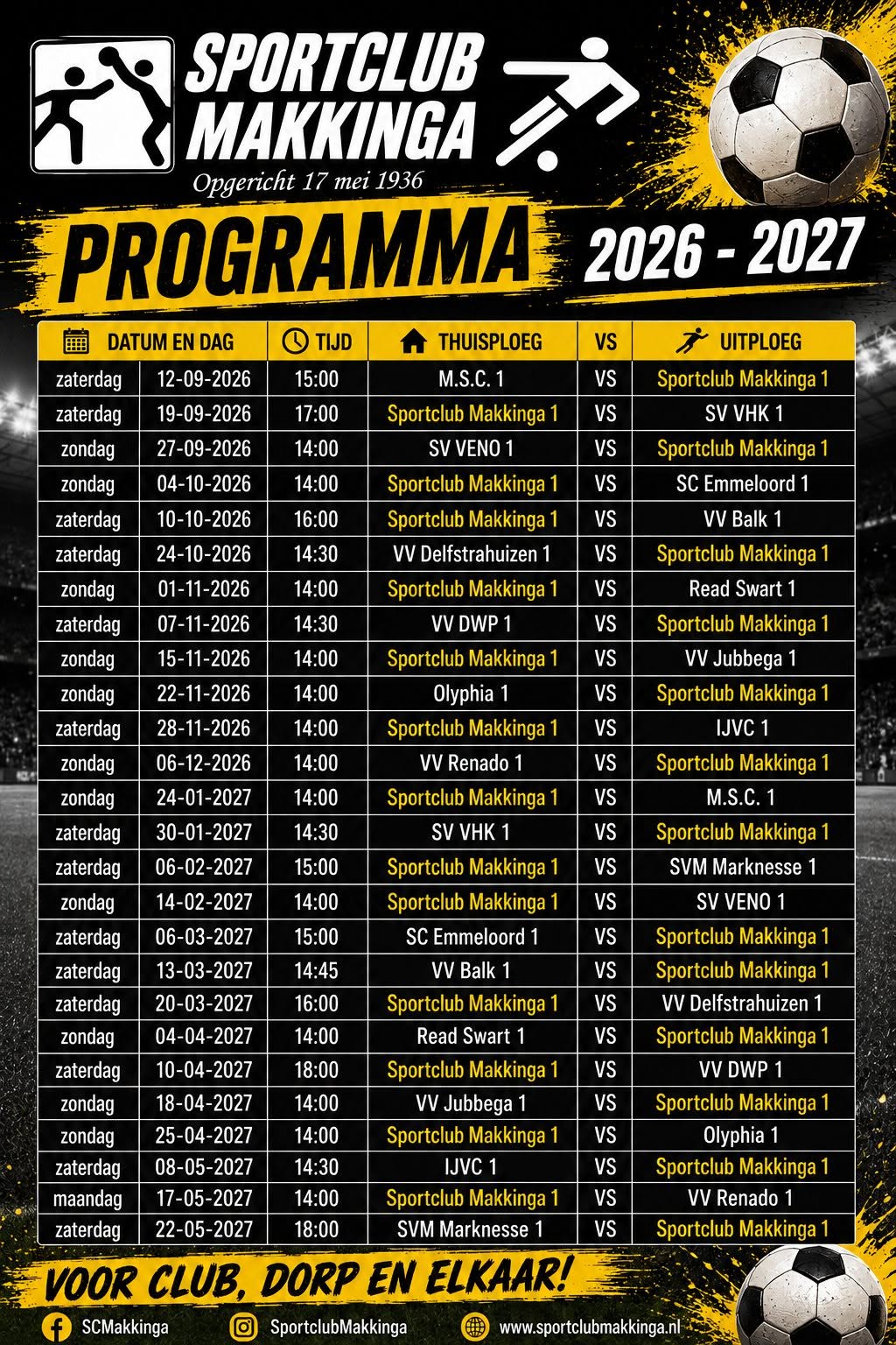 Programma Sportclub Makkinga 1